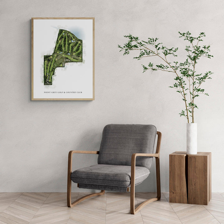 Classic Map of Point Grey Golf &amp; Country Club with a comfy armchair and large plant