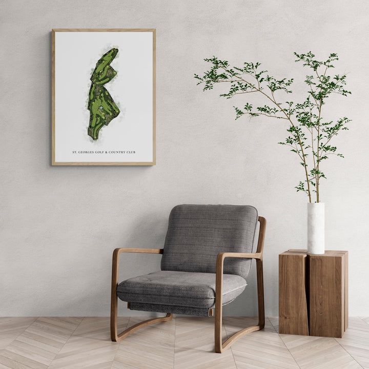 Classic Map of St. Georges Golf &amp; Country Club with a comfy armchair and large plant