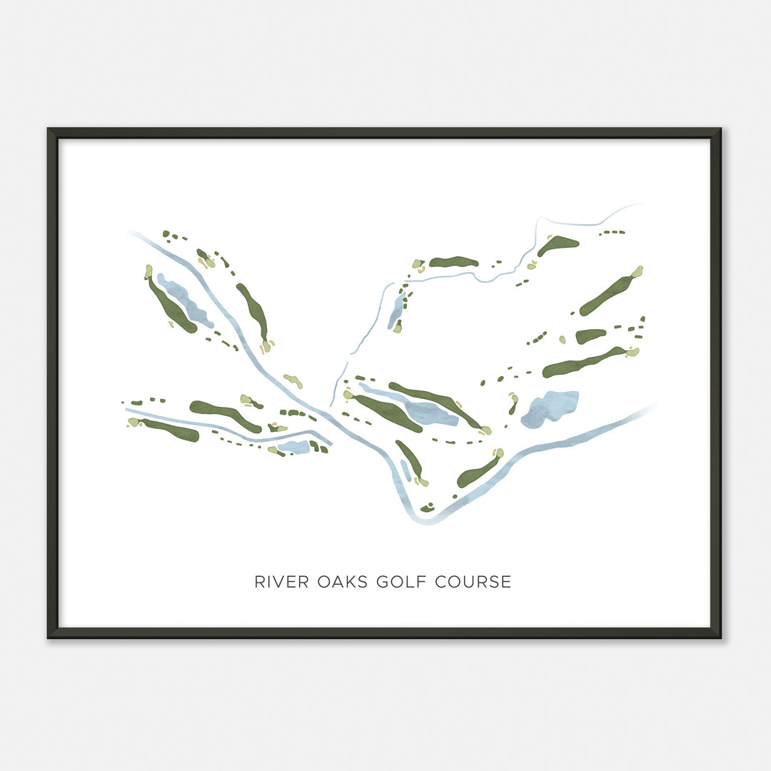 Print of River Oaks Golf Course Modern Map