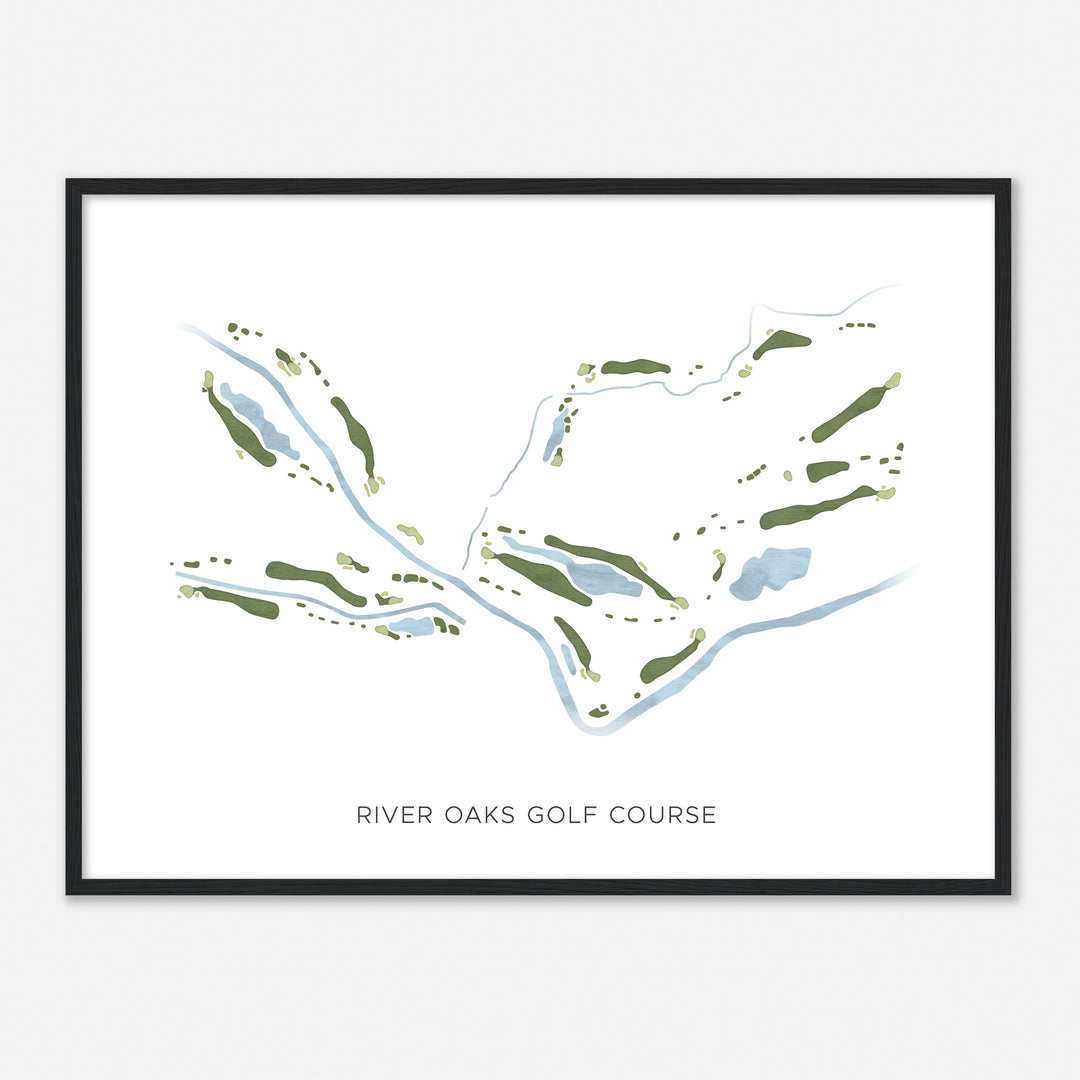 Print of River Oaks Golf Course Modern Map