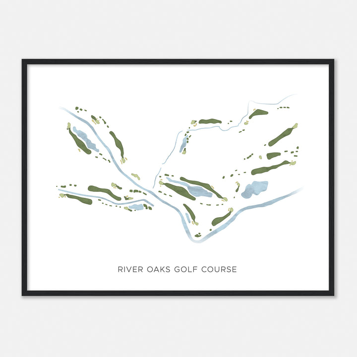 Print of River Oaks Golf Course Modern Map