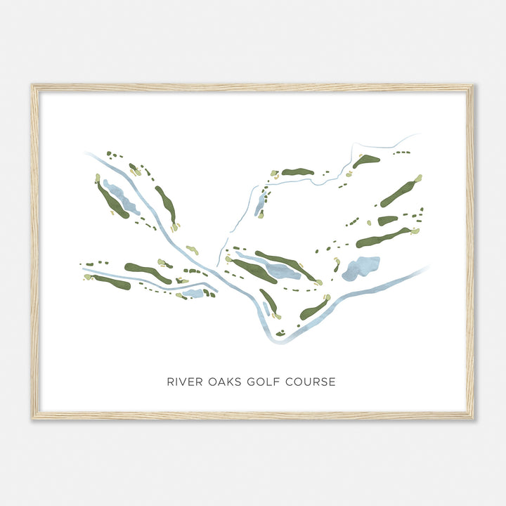 Print of River Oaks Golf Course Modern Map