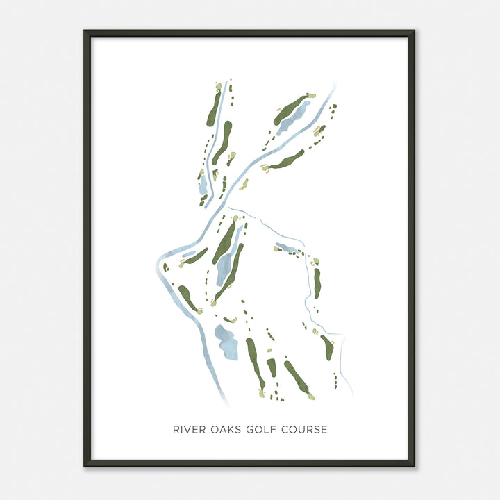 Print of River Oaks Golf Course Modern Map