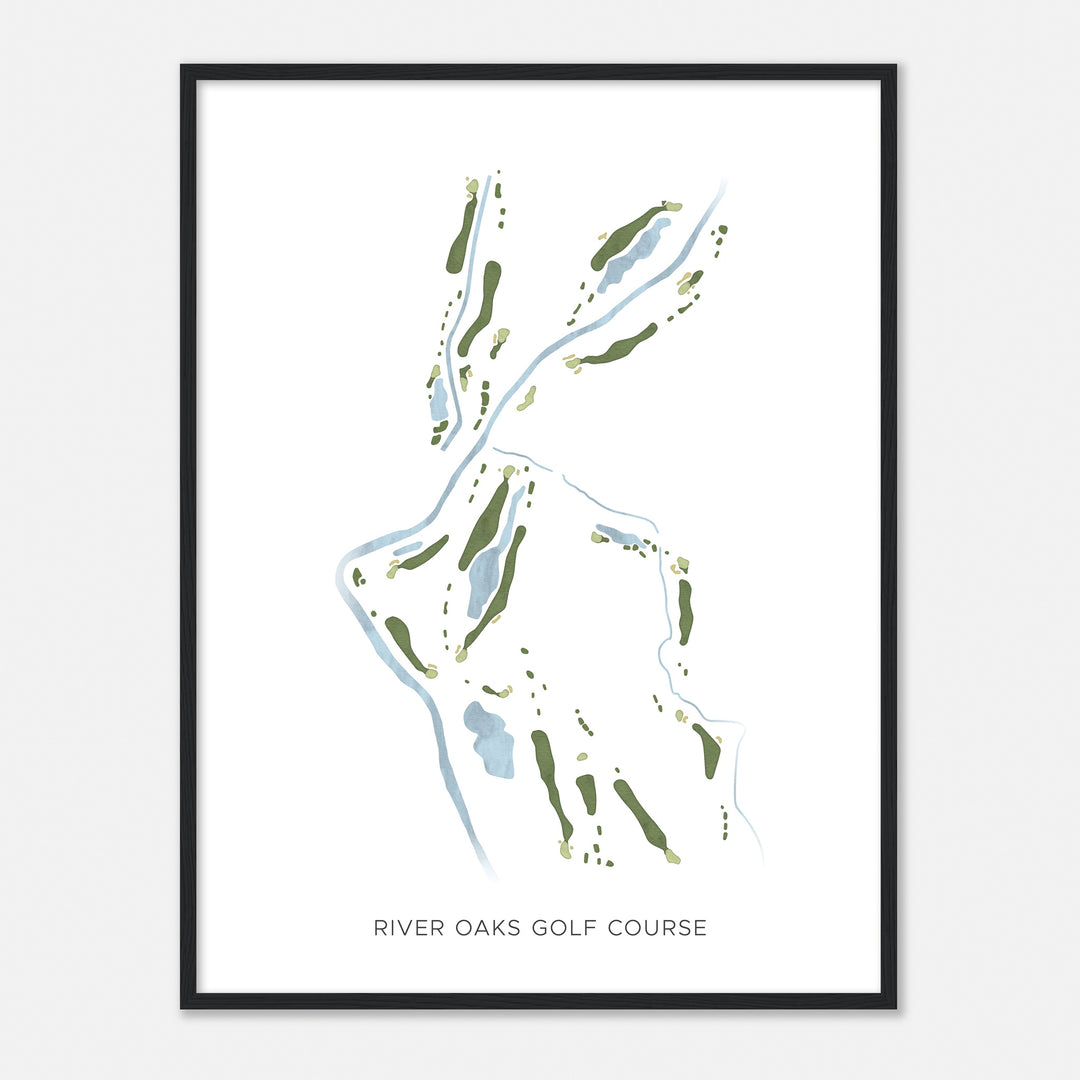 Print of River Oaks Golf Course Modern Map