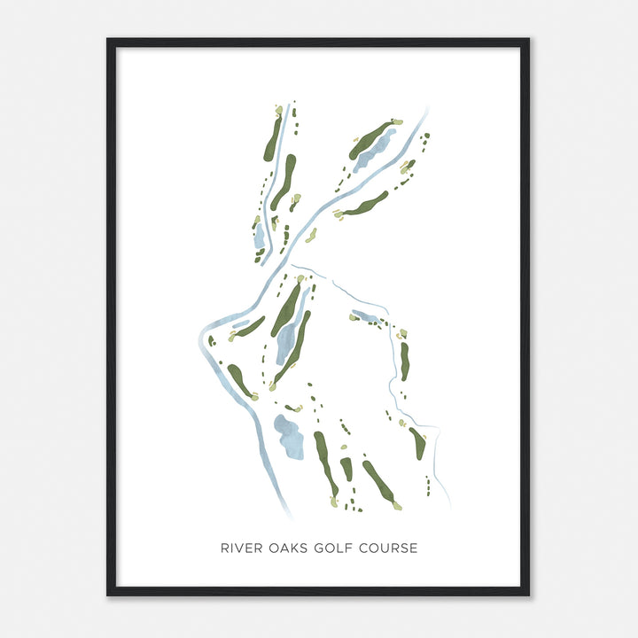 Print of River Oaks Golf Course Modern Map