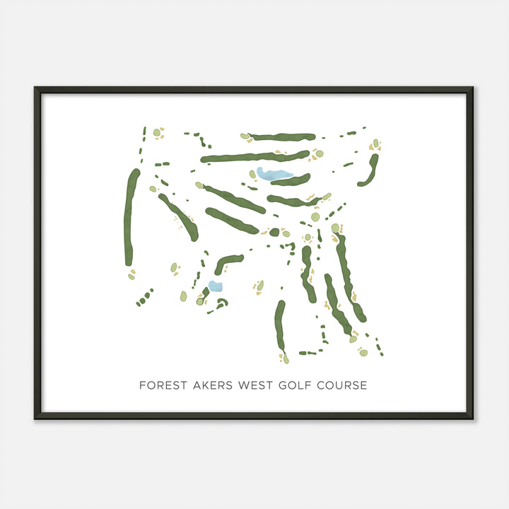 Print of Forest Akers West Golf Course Modern Map