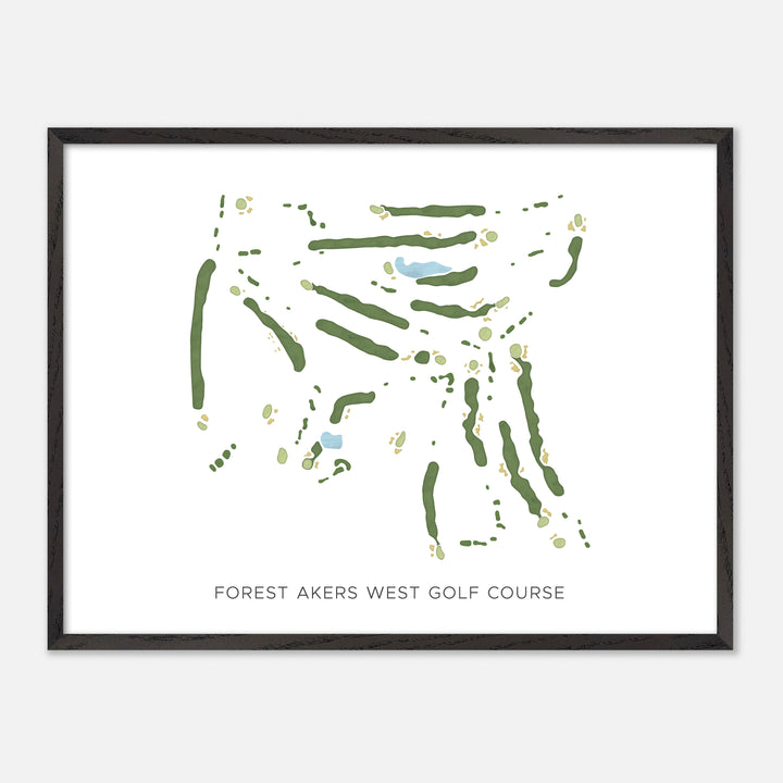 Print of Forest Akers West Golf Course Modern Map