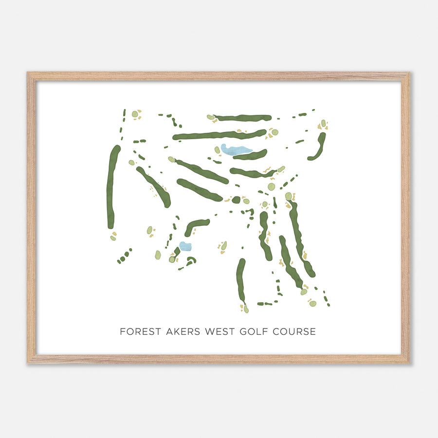 Print of Forest Akers West Golf Course Modern Map