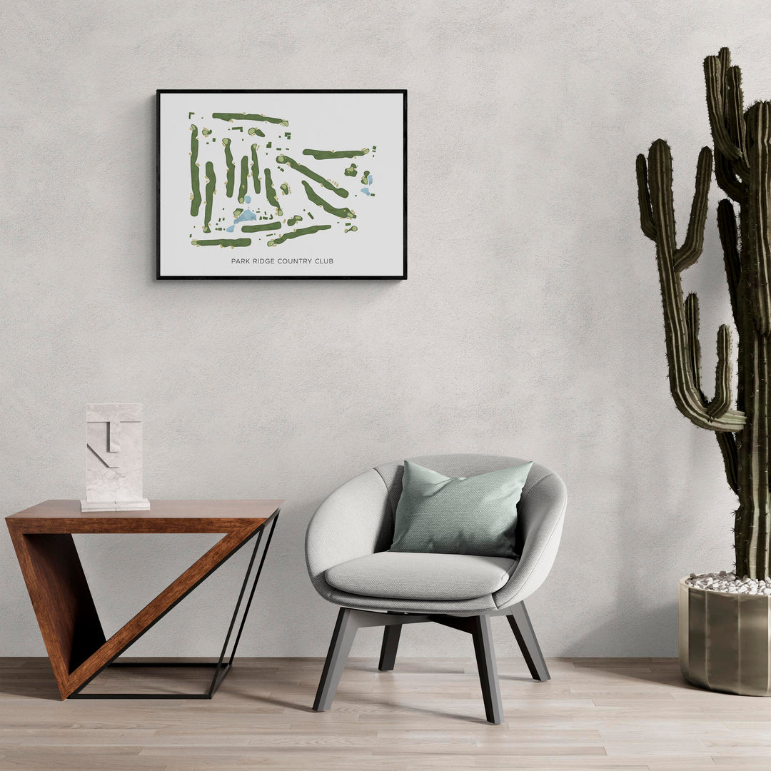 Modern Map of Park Ridge Country Club in a living room with large cactus plant