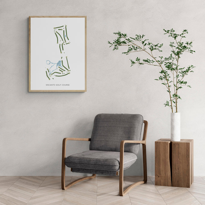 Modern Map of Encanto Golf Course with a comfy armchair and large plant