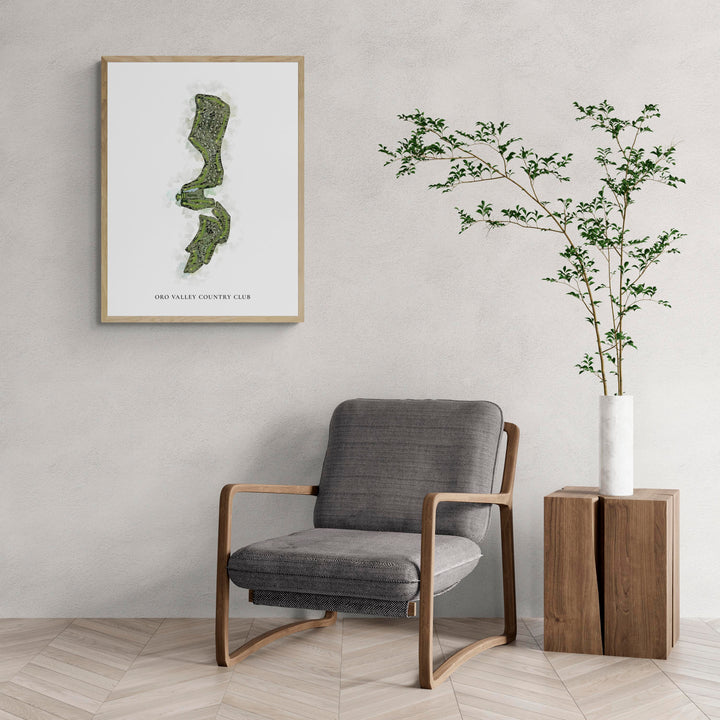Classic Map of Oro Valley Country Club with a comfy armchair and large plant