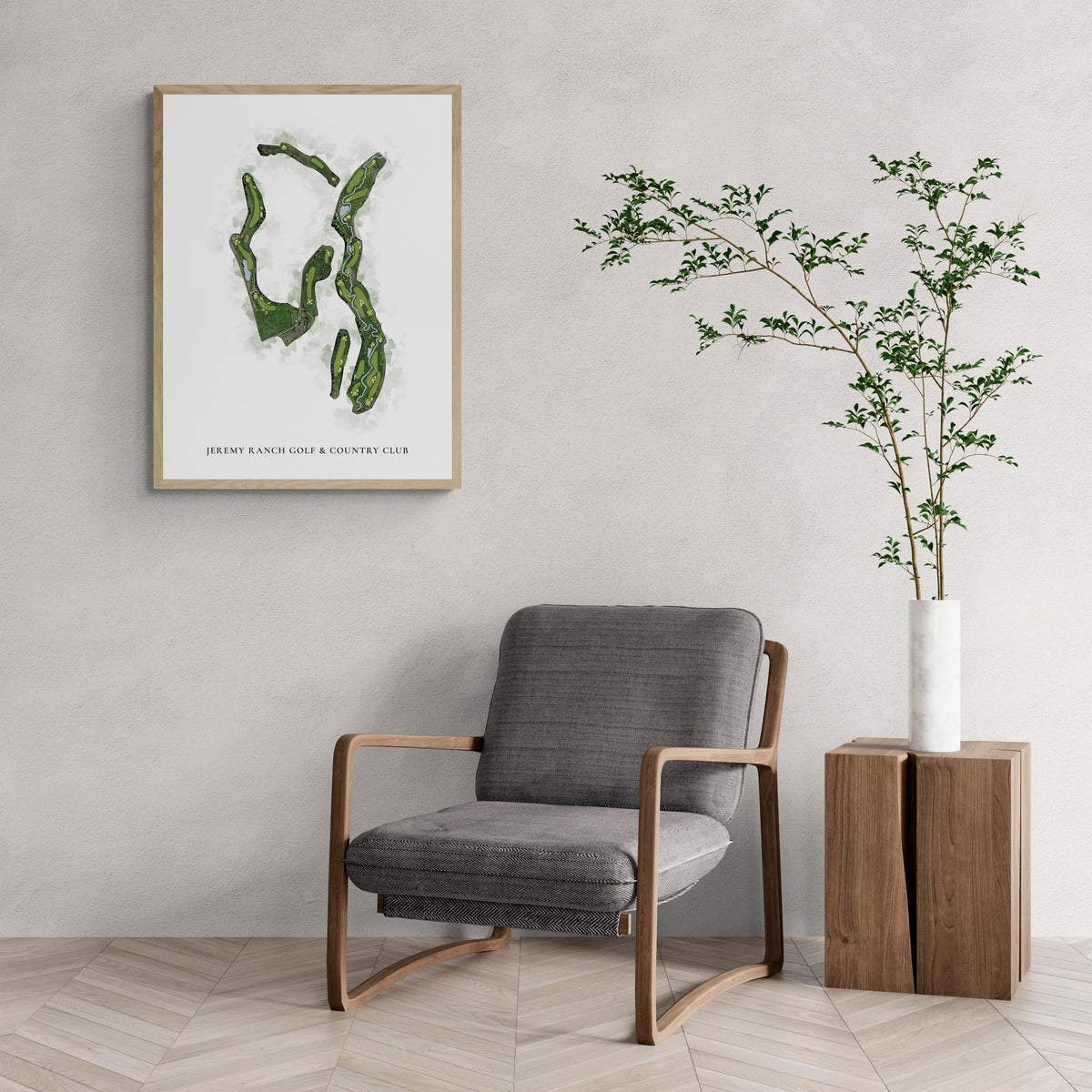 Classic Map of Jeremy Ranch Golf & Country Club with a comfy armchair and large plant