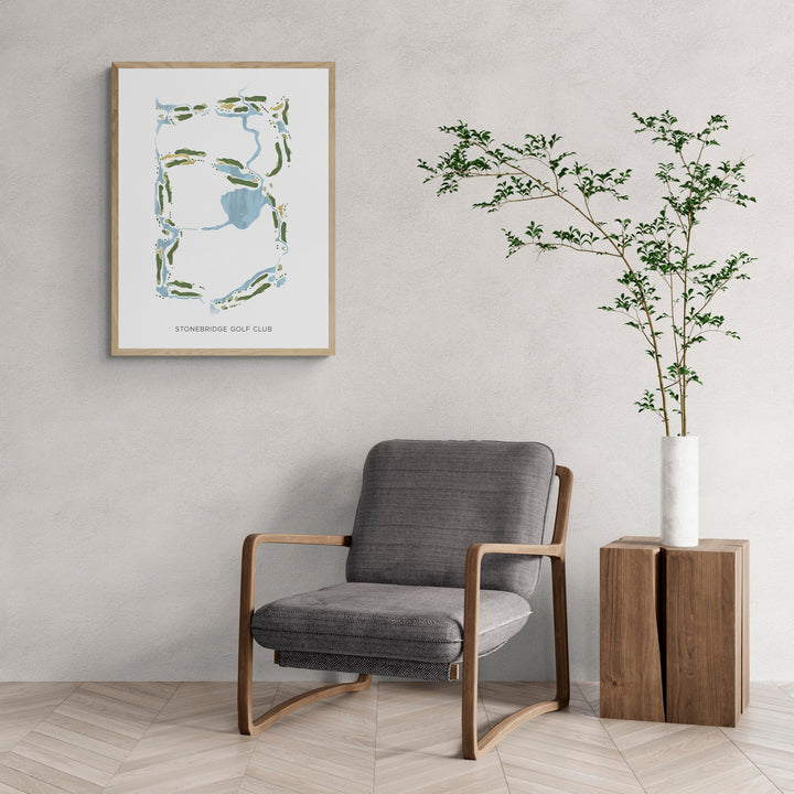 Modern Map of Stonebridge Golf Club with a comfy armchair and large plant