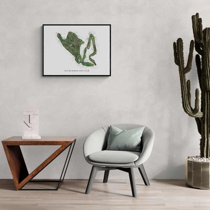 Classic Map of Paa-Ko Ridge Golf Club in a living room with large cactus plant