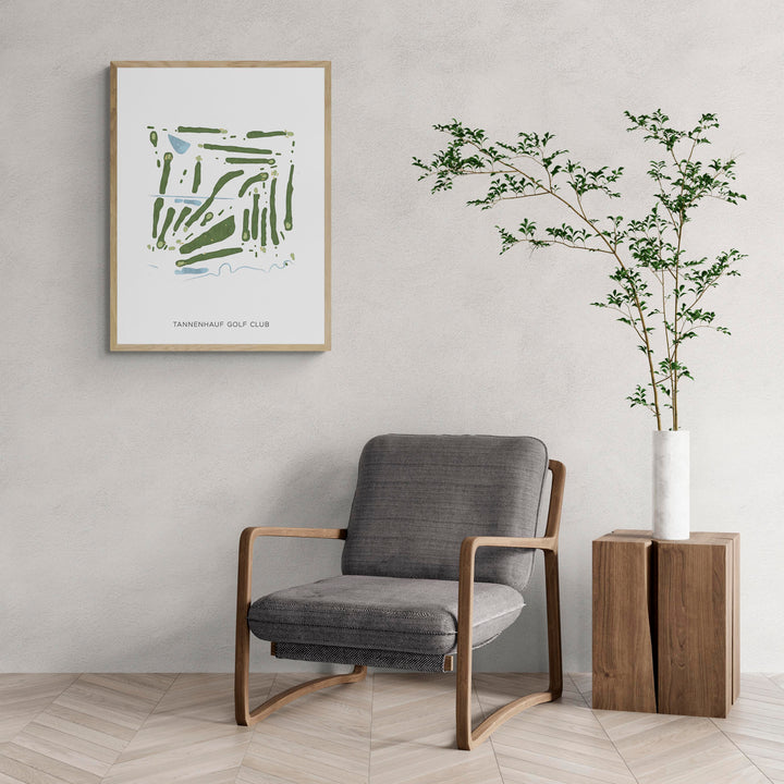Modern Map of Tannenhauf Golf Club with a comfy armchair and large plant