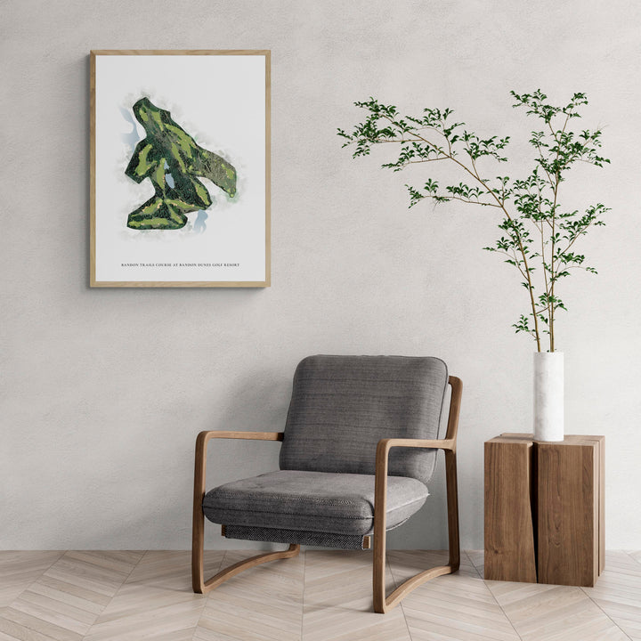 Classic Map of Bandon Trails Course At Bandon Dunes Golf Resort with a comfy armchair and large plant