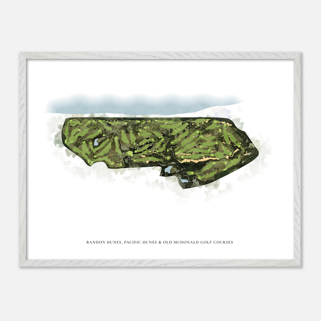 Print of Bandon Dunes, Pacific Dunes & Old Mcdonald Golf Courses Classic Map
