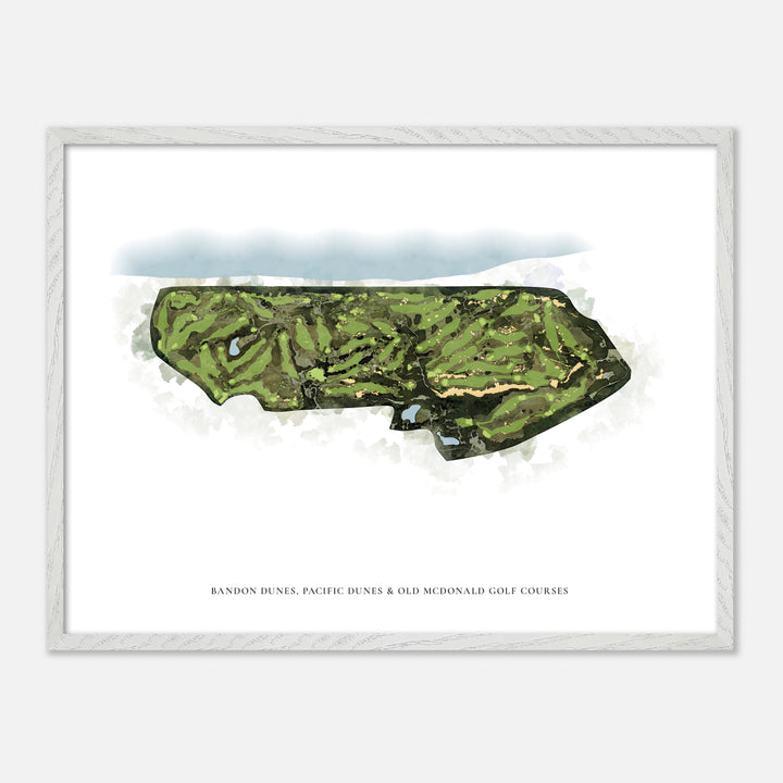 Print of Bandon Dunes, Pacific Dunes & Old Mcdonald Golf Courses Classic Map