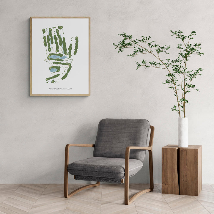 Modern Map of Aberdeen Golf Club with a comfy armchair and large plant