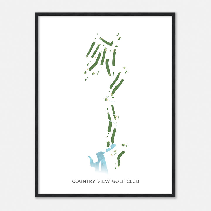 Print of Country View Golf Club Modern Map