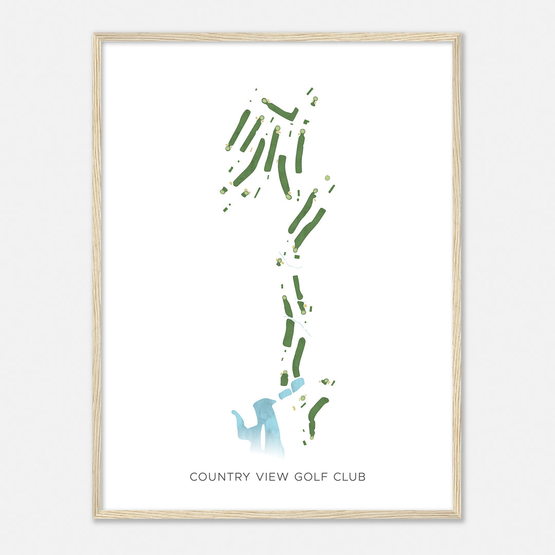 Print of Country View Golf Club Modern Map