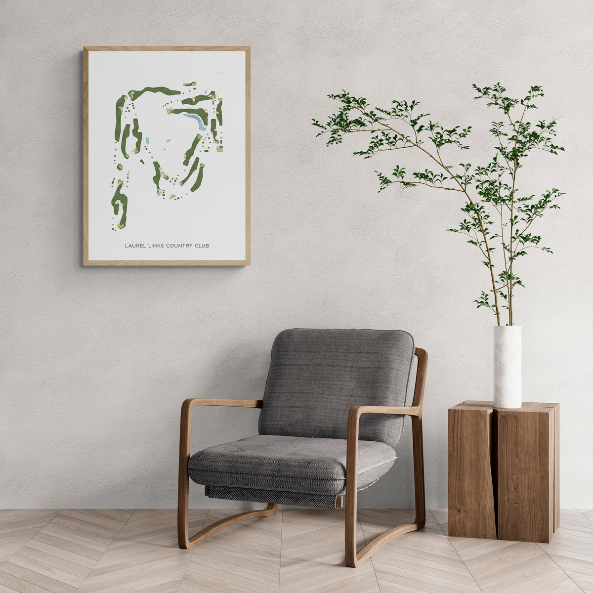Modern Map of Laurel Links Country Club with a comfy armchair and large plant