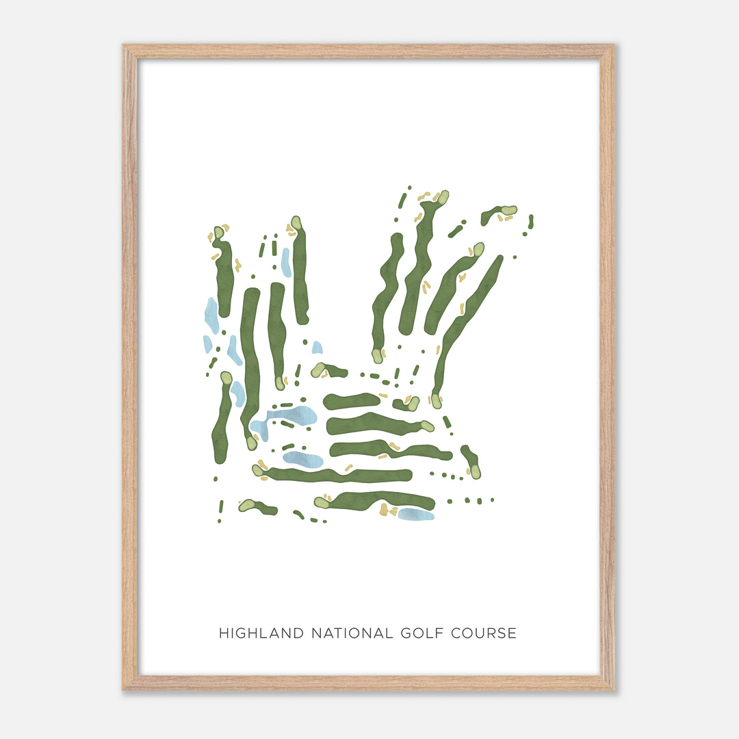 Print of Highland National Golf Course Modern Map