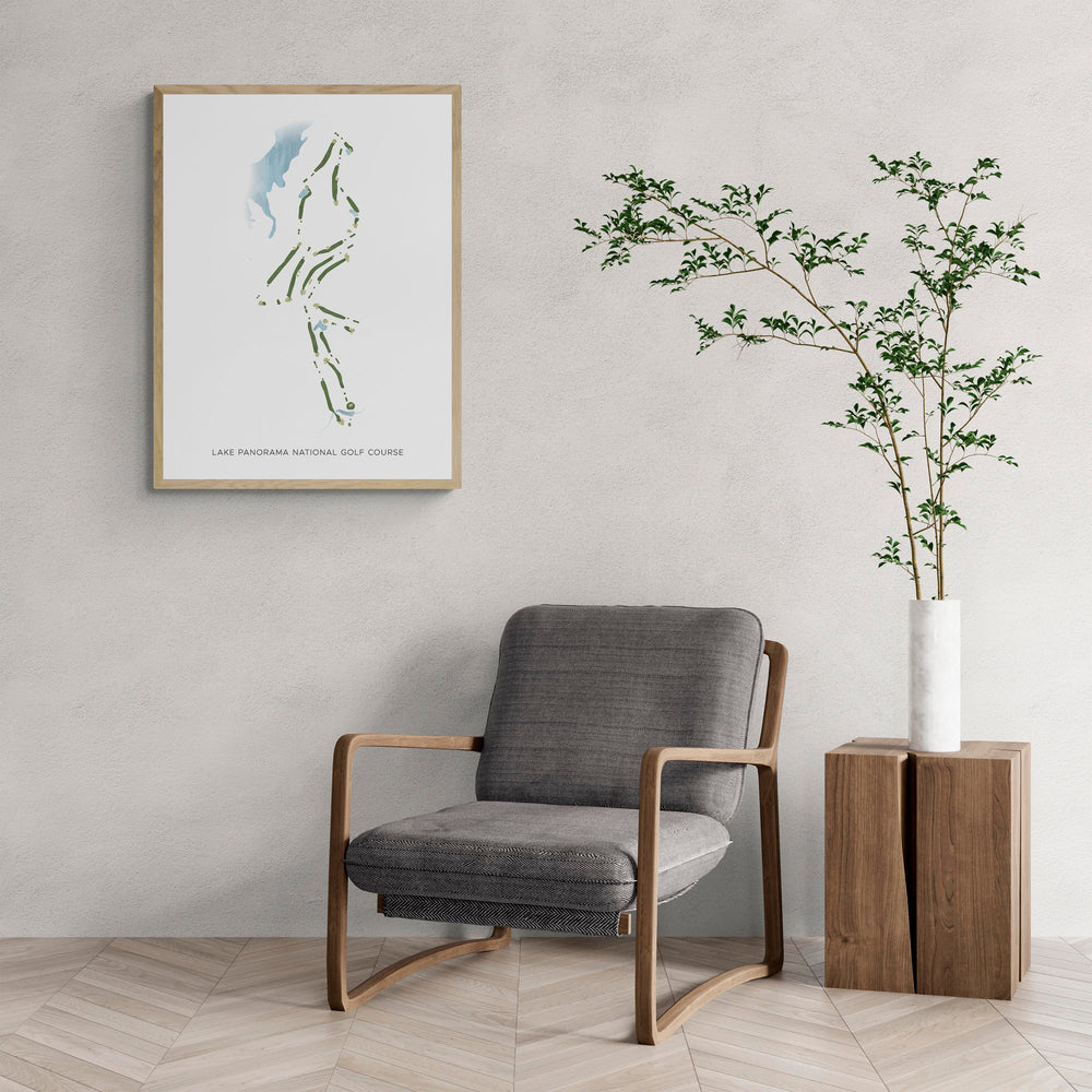 Modern Map of Lake Panorama National Golf Course with a comfy armchair and large plant