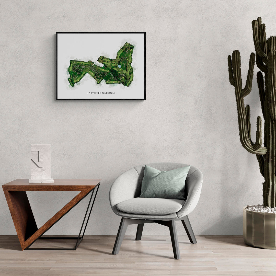 Classic Map of Hartefeld National in a living room with large cactus plant