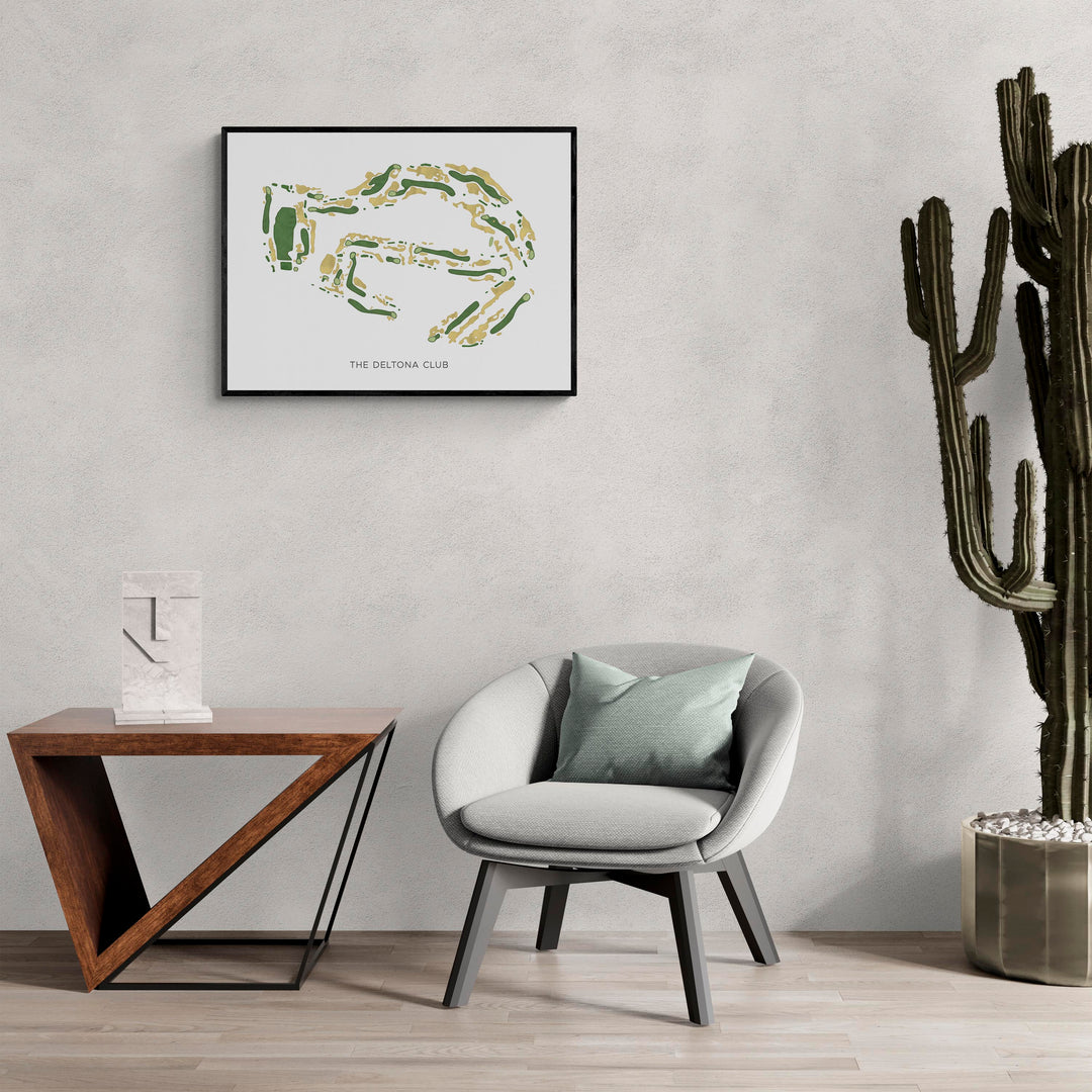 Modern Map of The Deltona Club in a living room with large cactus plant