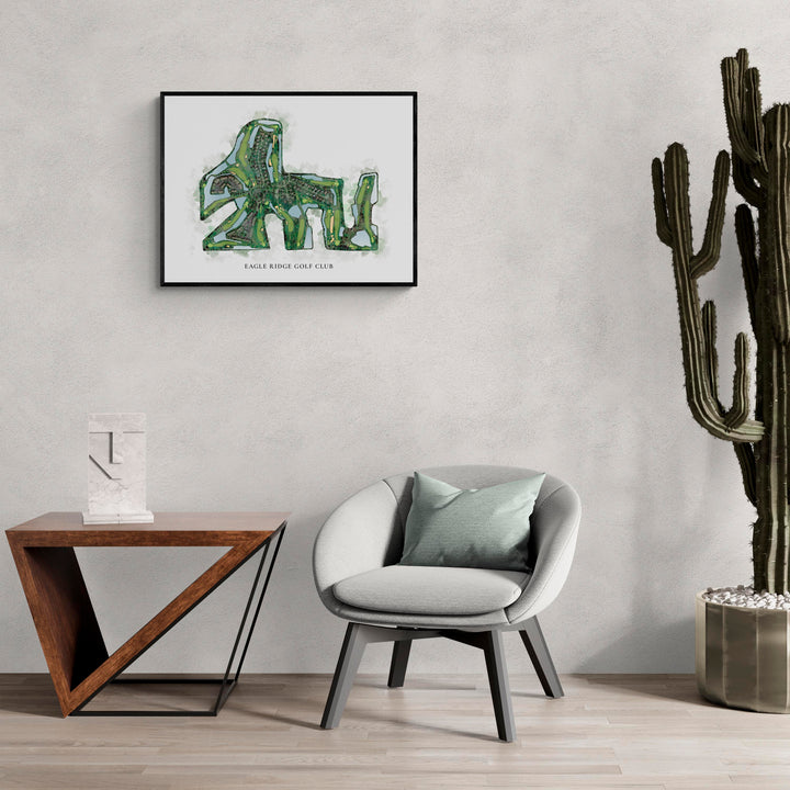 Classic Map of Eagle Ridge Golf Club in a living room with large cactus plant