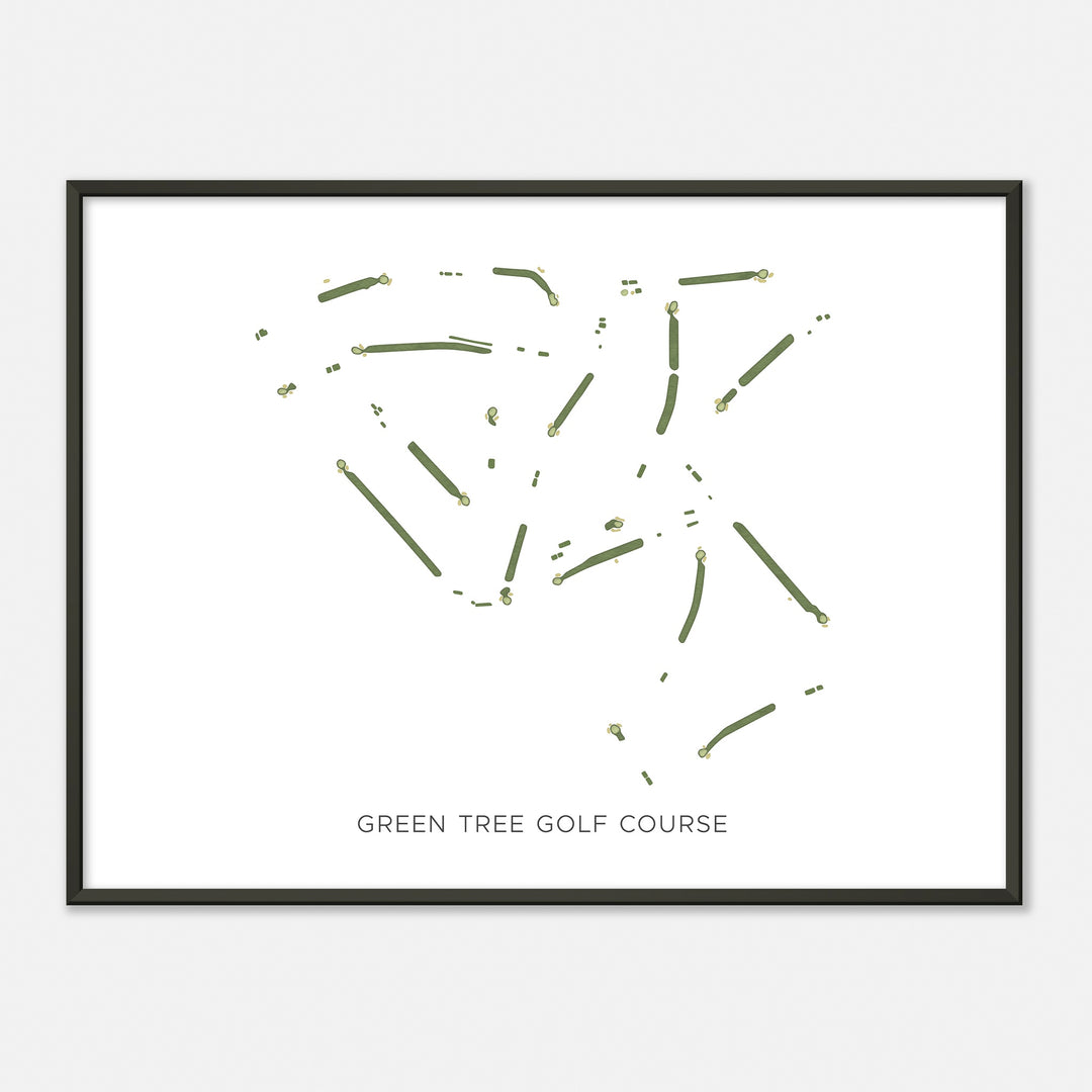 Print of Green Tree Golf Course Modern Map