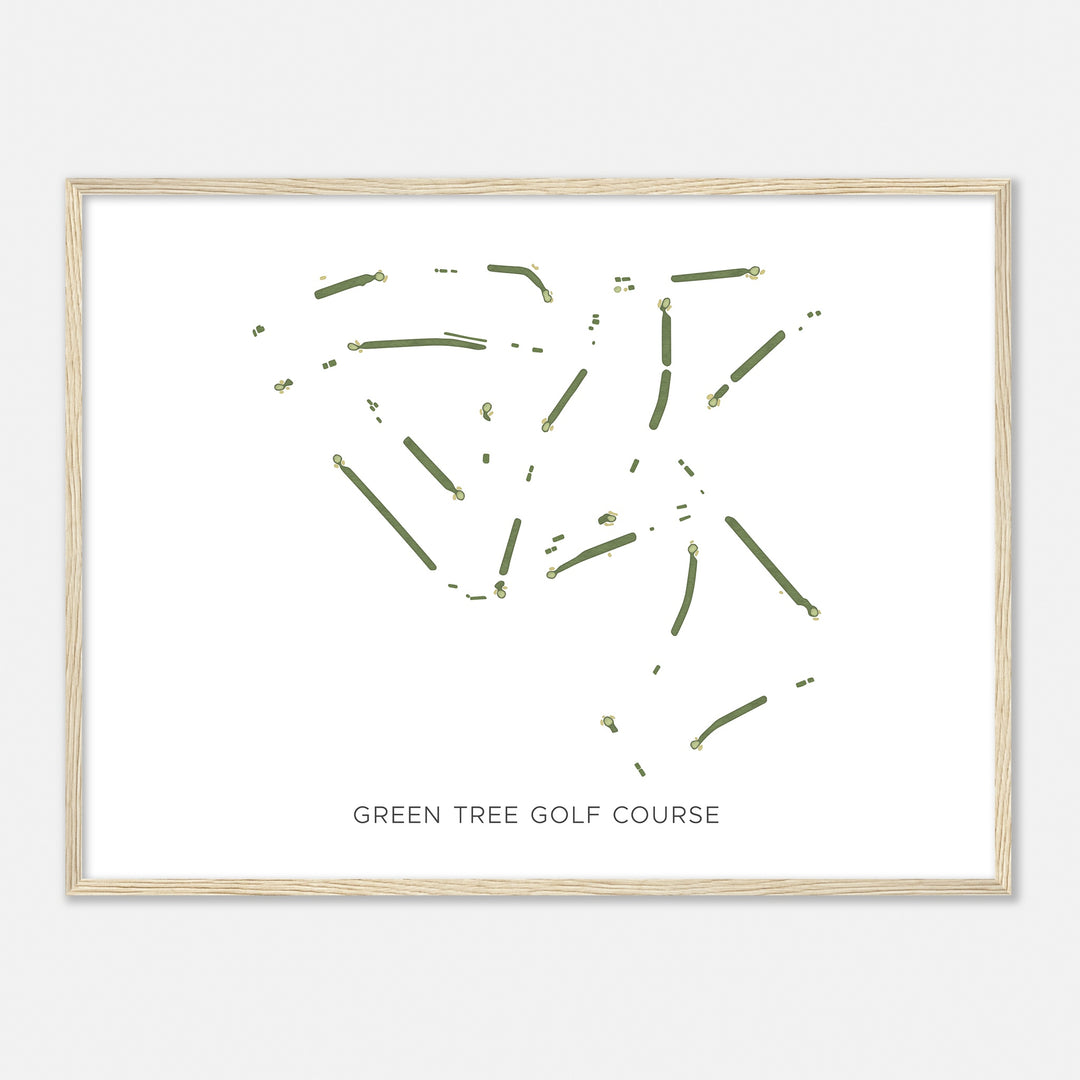 Print of Green Tree Golf Course Modern Map