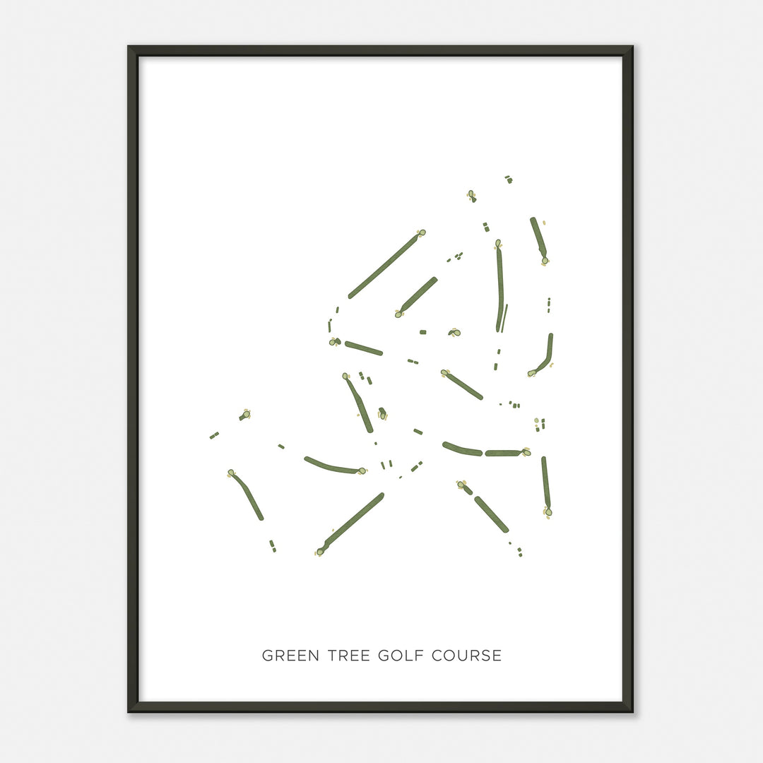 Print of Green Tree Golf Course Modern Map
