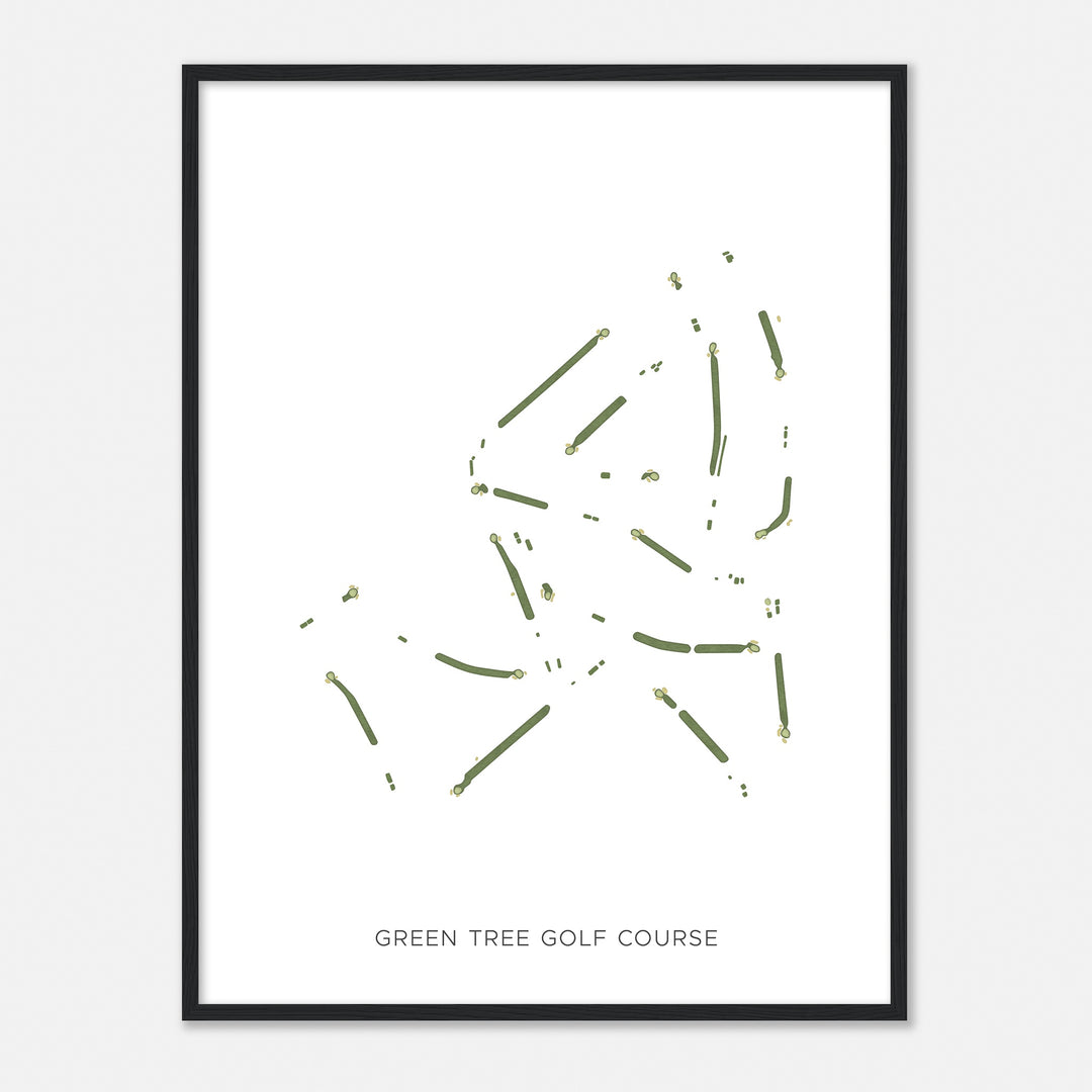 Print of Green Tree Golf Course Modern Map