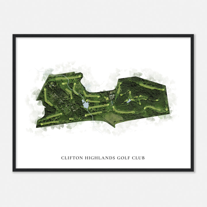 Print of Clifton Highlands Golf Club Classic Map