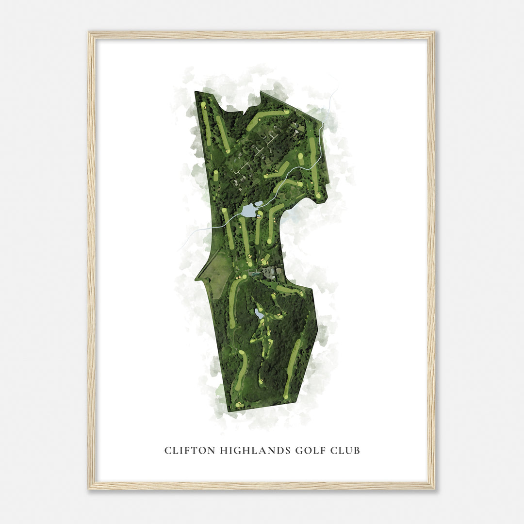 Print of Clifton Highlands Golf Club Classic Map