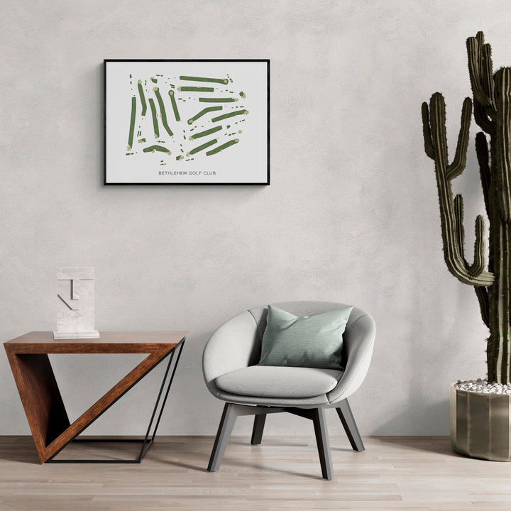 Modern Map of Bethlehem Golf Club in a living room with large cactus plant
