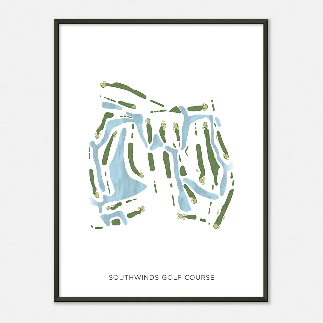 Print of Southwinds Golf Course Modern Map