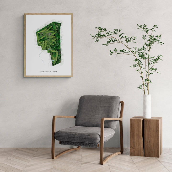 Classic Map of Irem Country Club with a comfy armchair and large plant