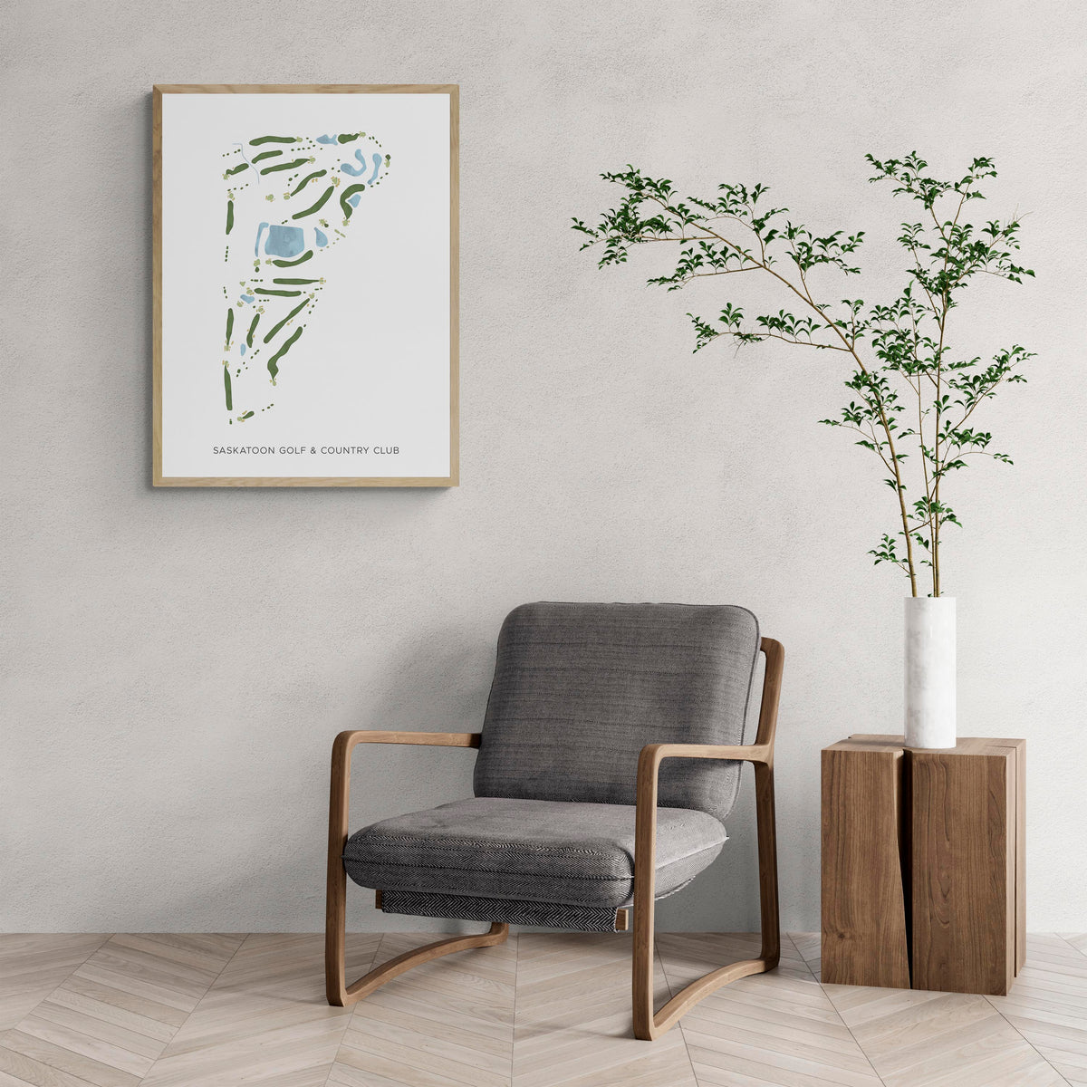 Modern Map of Saskatoon Golf & Country Club with a comfy armchair and large plant