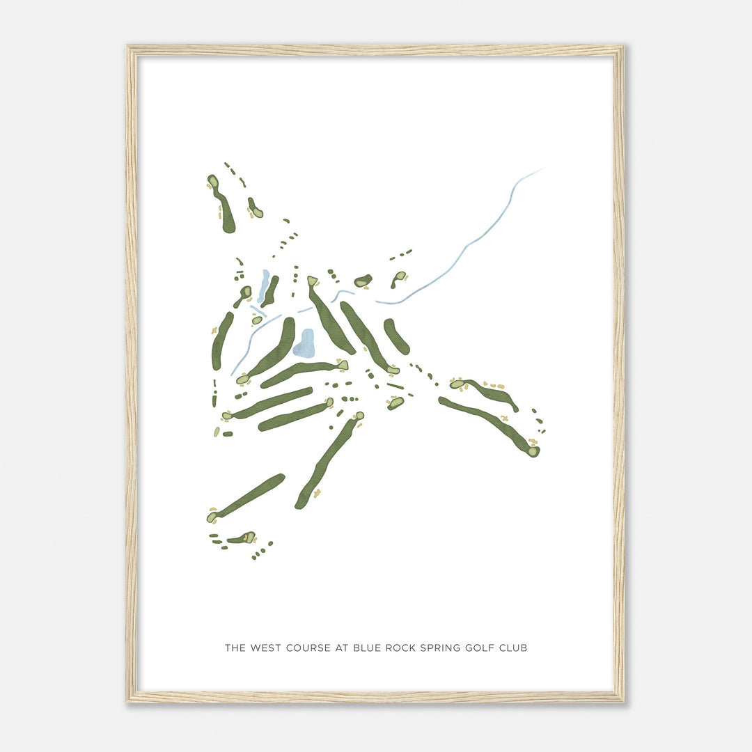 Print of The West Course At Blue Rock Spring Golf Club Modern Map