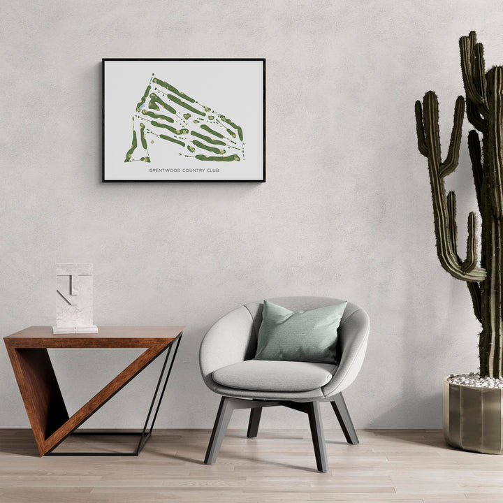 Modern Map of Brentwood Country Club in a living room with large cactus plant