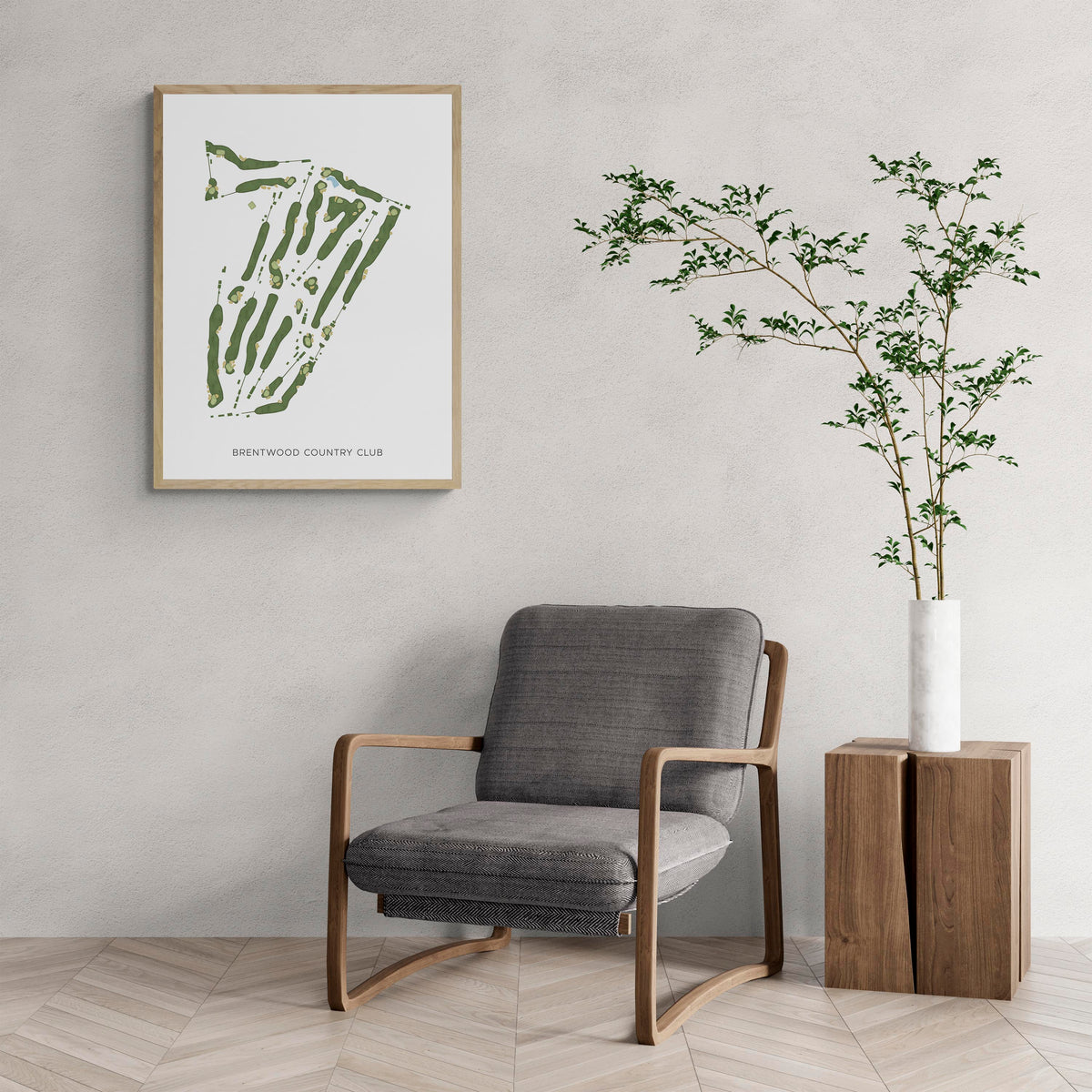 Modern Map of Brentwood Country Club with a comfy armchair and large plant