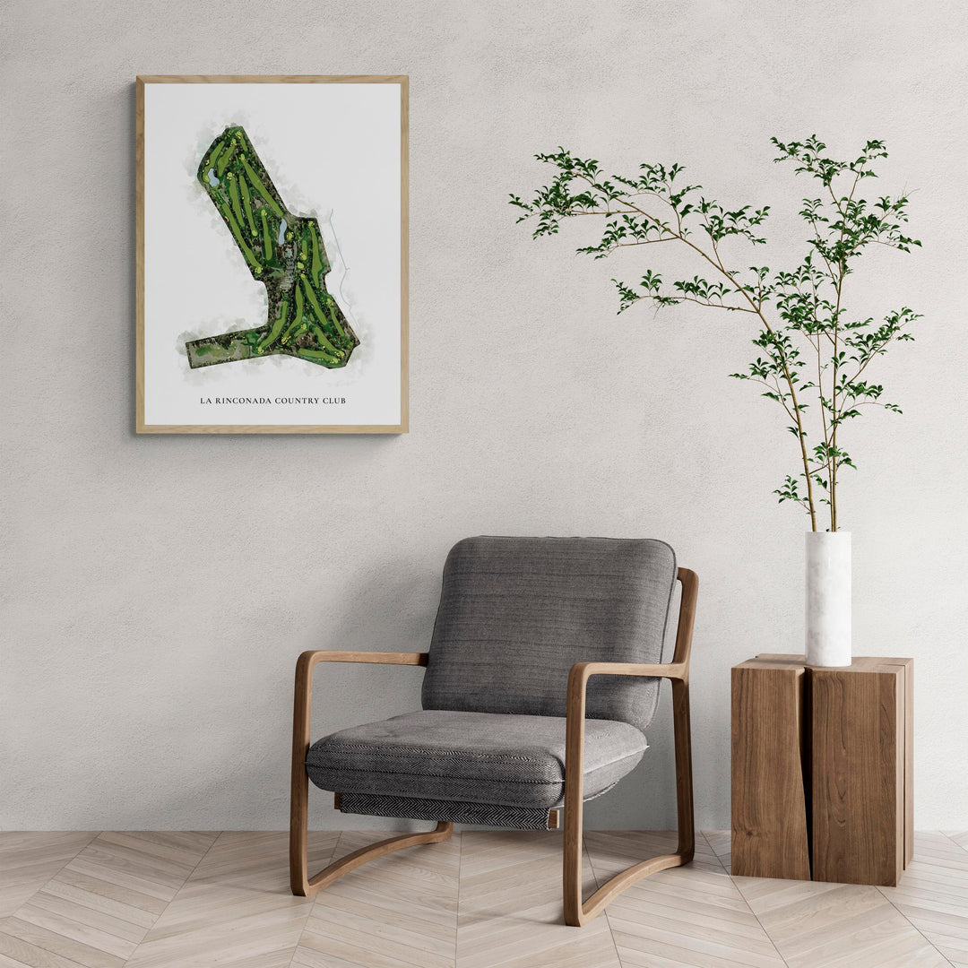 Classic Map of La Rinconada Country Club with a comfy armchair and large plant