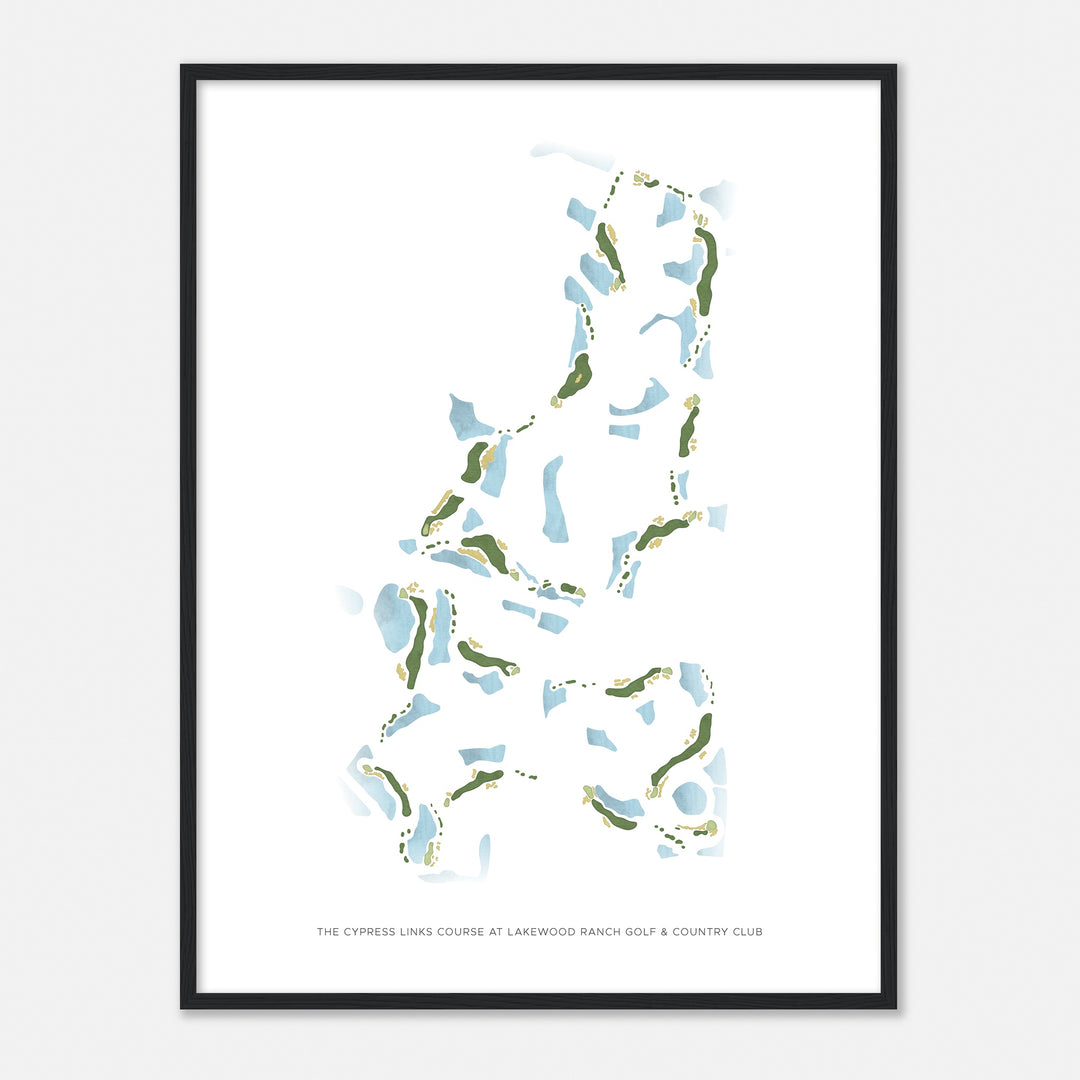 Print of The Cypress Links Course At Lakewood Ranch Golf & Country Club Modern Map