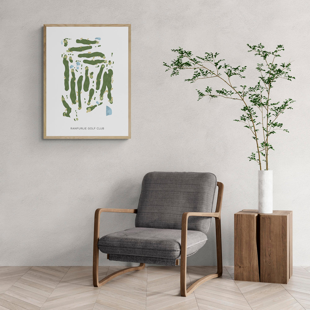 Modern Map of Ranfurlie Golf Club with a comfy armchair and large plant