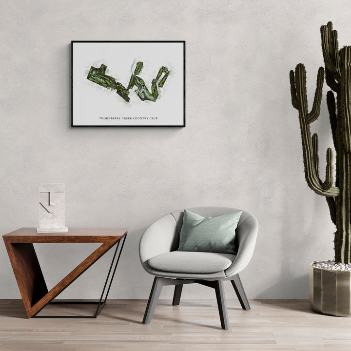 Classic Map of Thornberry Creek Country Club in a living room with large cactus plant
