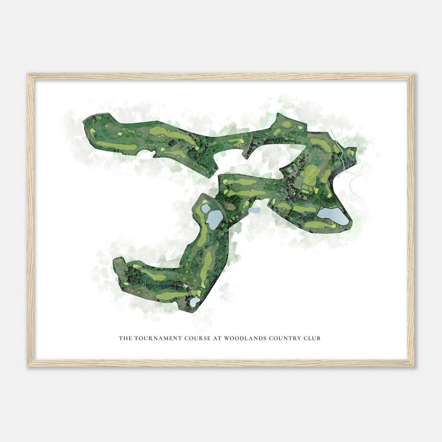 Print of The Tournament Course At Woodlands Country Club Classic Map