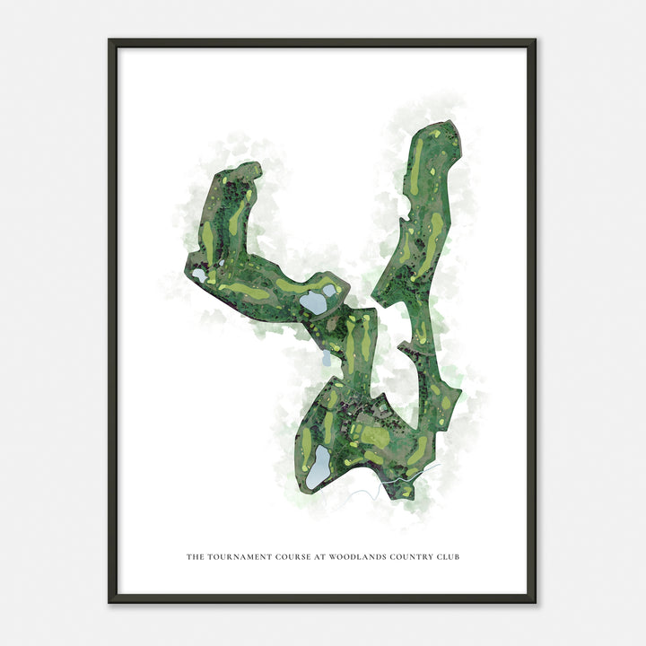 Print of The Tournament Course At Woodlands Country Club Classic Map